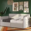 Brittany Gray Linen Upholstered Twin Storage Daybed -Chic Furniture Store 810548783 1