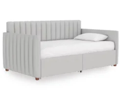 Brittany Gray Linen Upholstered Twin Storage Daybed -Chic Furniture Store 810548783 5