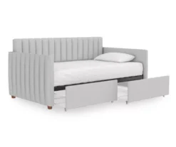 Brittany Gray Linen Upholstered Twin Storage Daybed -Chic Furniture Store 810548783 6