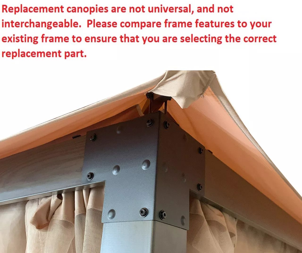 Eagle Brooke/Ashford/Asheville Gazebo Beige Replacement Riplock Canopy & Side Mosquito Netting Set 5 Eagle Brooke/Ashford/Asheville Gazebo Beige Replacement Riplock Canopy & Side Mosquito Netting Set - Image 3