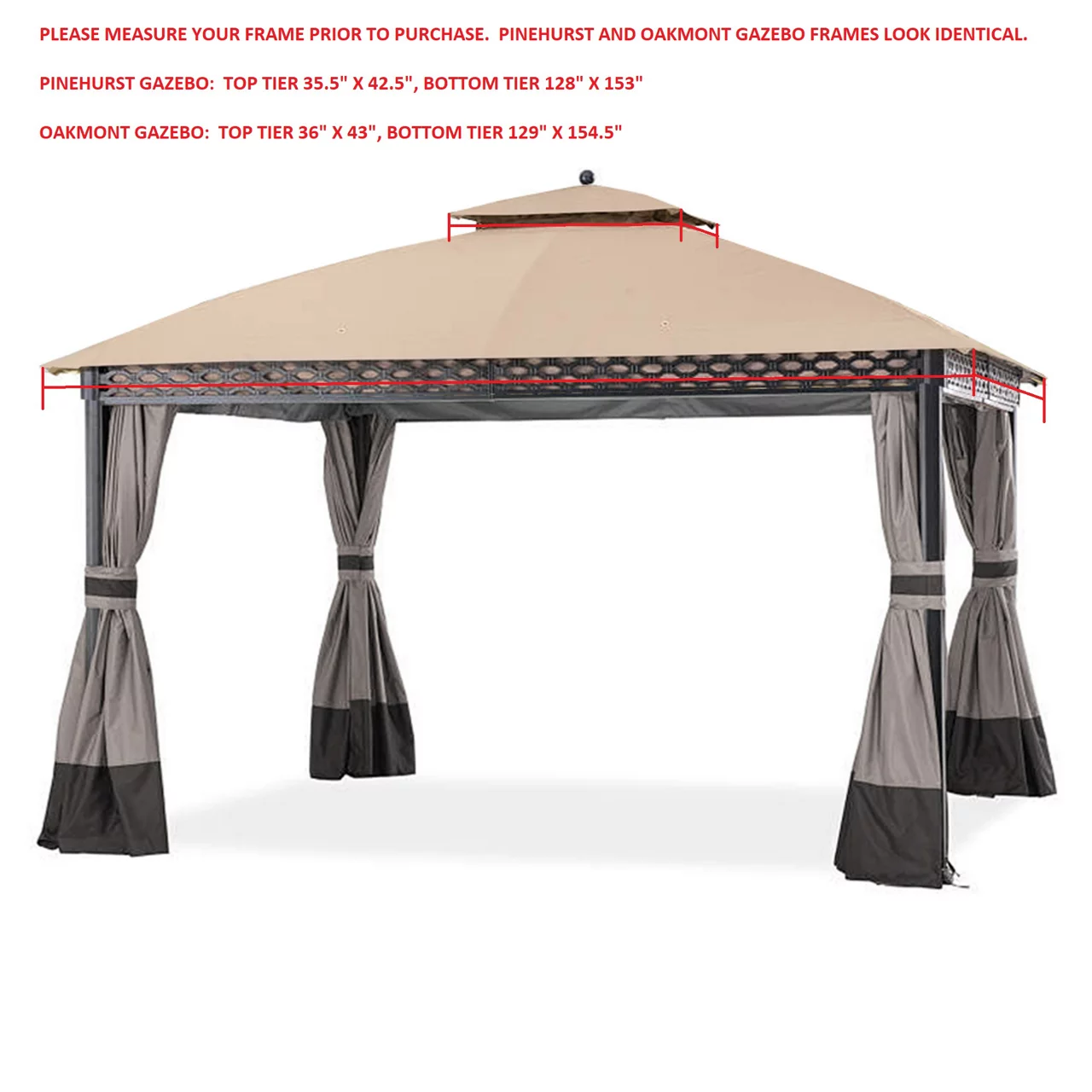Oakmont Gazebo Beige Replacement Canopy 12 Oakmont Gazebo Beige Replacement Canopy - Image 10