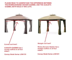 Riviera Sonoma Gazebo Beige Damask Replacement Canopy -Chic Furniture Store 810549315 3