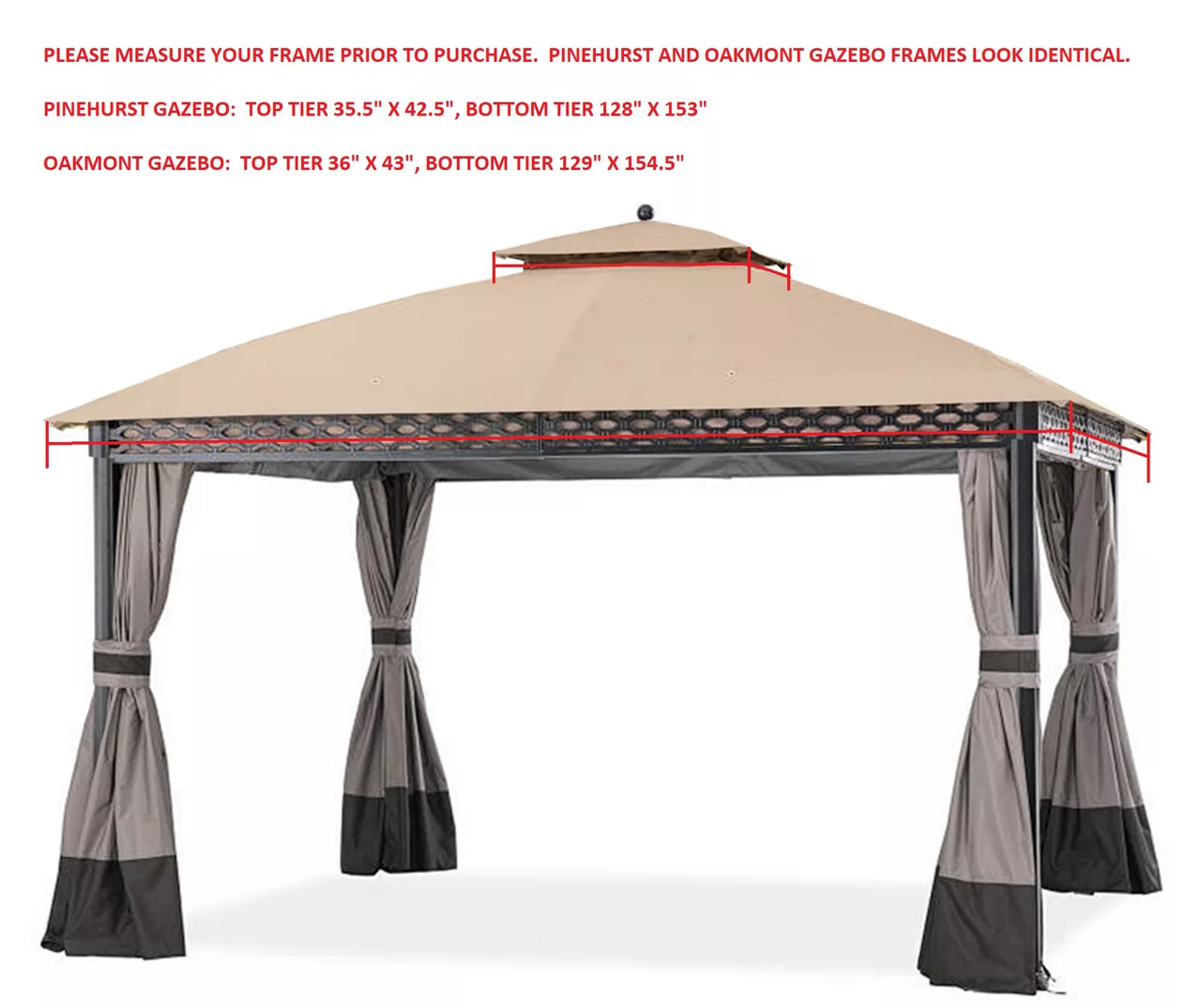 Pinehurst Gazebo Beige Replacement Canopy 12 Pinehurst Gazebo Beige Replacement Canopy - Image 10