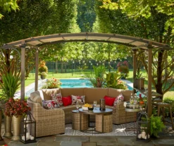 8.5' X 13' Capilano Steel Pergola With Bar Counter -Chic Furniture Store 810555271 7