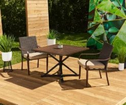 Autumn Cove Light Brown Wood Look Square Steel Patio Dining Table -Chic Furniture Store 810557039 810554373 9 1