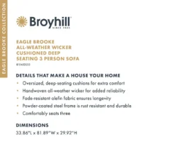 Broyhill Eagle Brooke All-Weather Wicker Cushioned Patio Sofa 38 Broyhill Eagle Brooke All-Weather Wicker Cushioned Patio Sofa -Chic Furniture Store 810557274 8