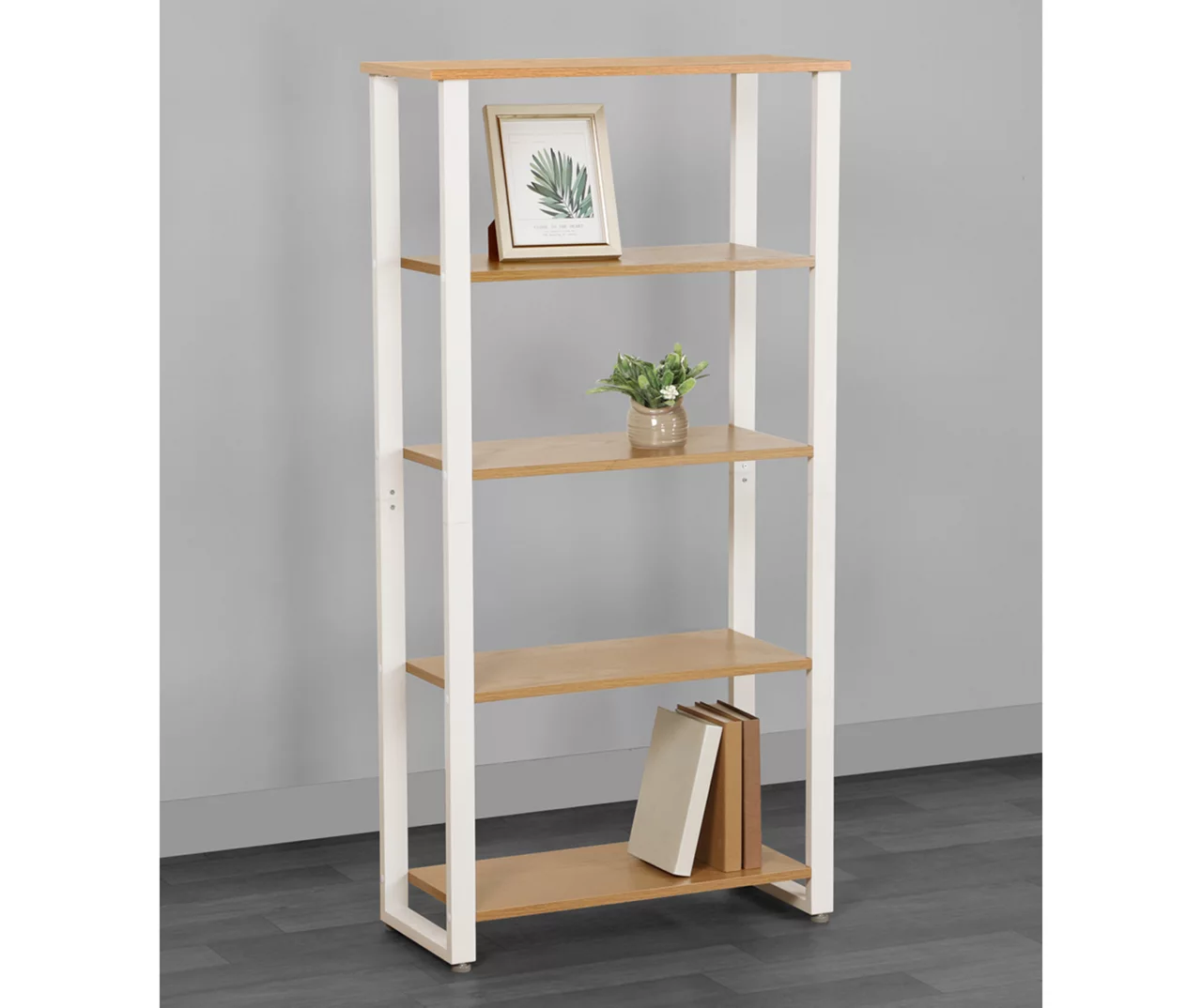 Dorm Essentials Oak & White 4-Shelf Bookcase 4 Dorm Essentials Oak & White 4-Shelf Bookcase - Image 2