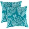 16" Sea Coral Turquoise Outdoor Throw Pillows, 2-Pack 1 16" Sea Coral Turquoise Outdoor Throw Pillows, 2-Pack -Chic Furniture Store 810560526 1