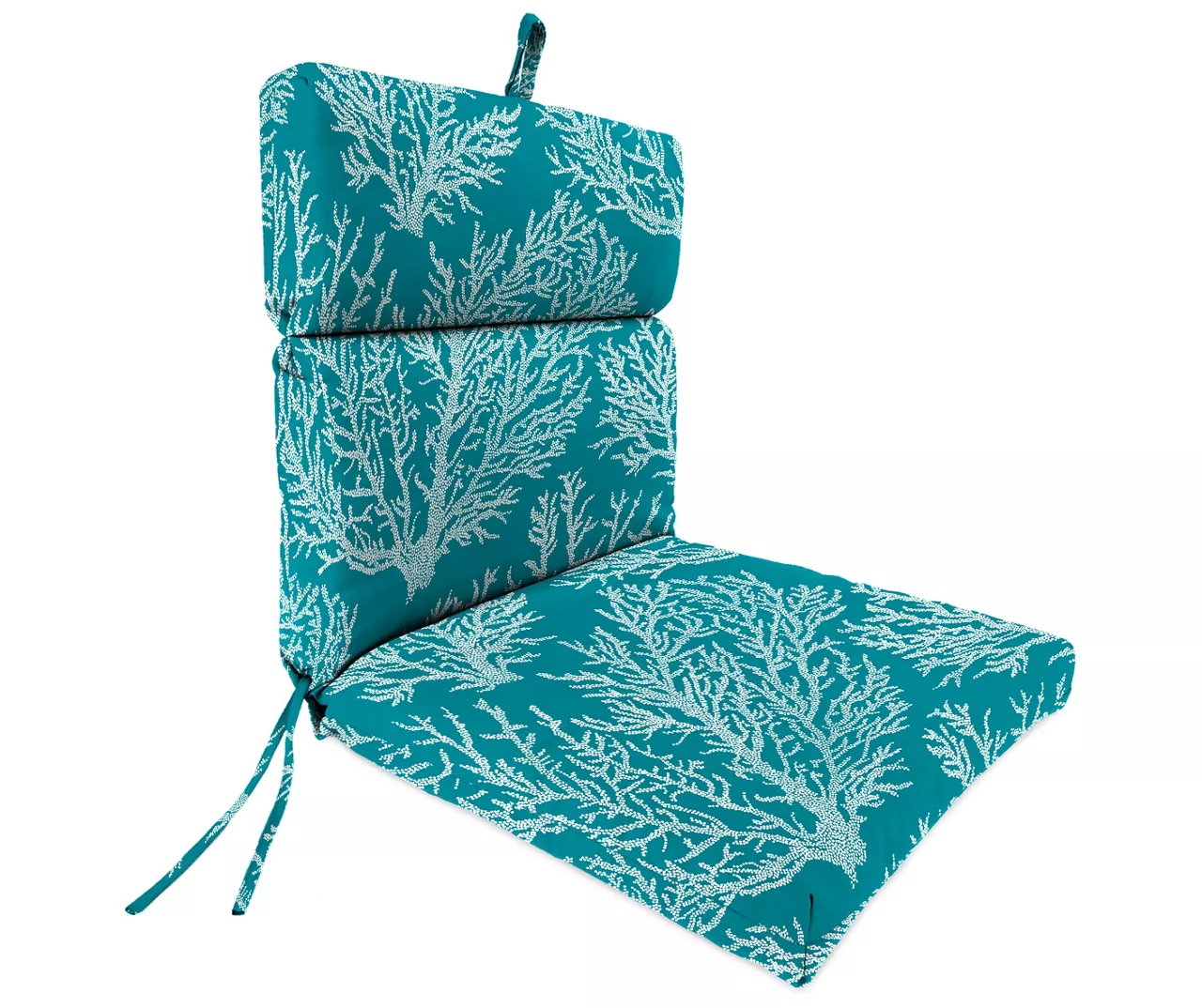 Sea Coral Turquoise French Edge Outdoor Chair Cushion 3 Sea Coral Turquoise French Edge Outdoor Chair Cushion