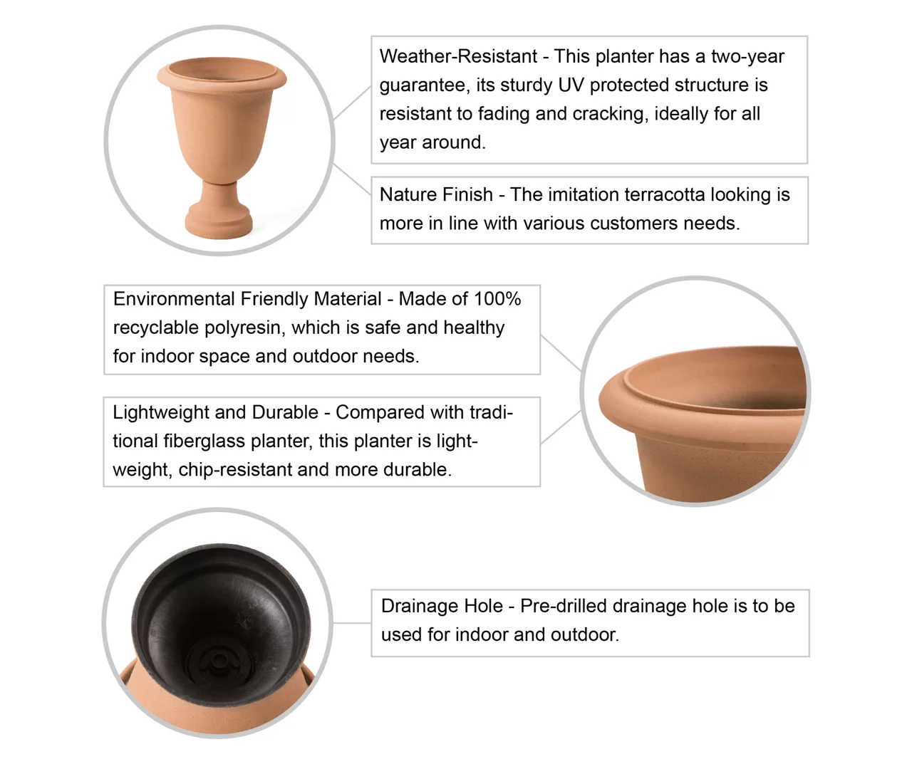 Glitzhome Plastic Urn Planters, 2-Pack 7 Glitzhome Plastic Urn Planters, 2-Pack - Image 5