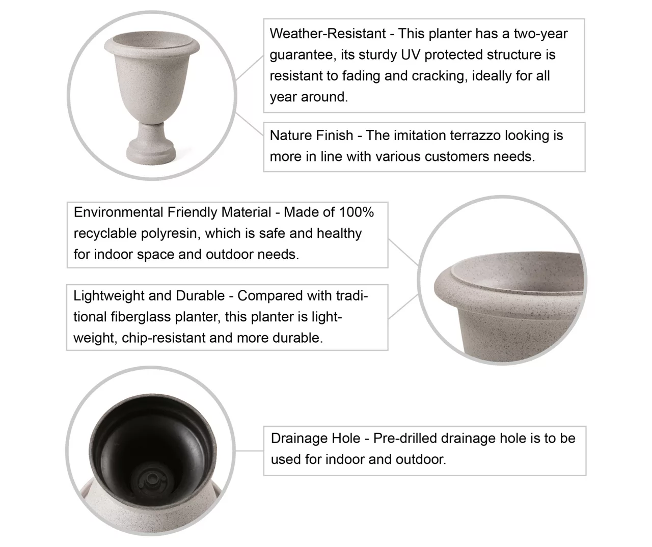 Glitzhome Plastic Urn Planters, 2-Pack 12 Glitzhome Plastic Urn Planters, 2-Pack - Image 10