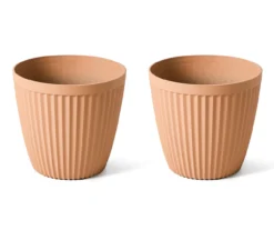 Glitzhome 15.5" Fluted Plastic Planters, 2-Pack