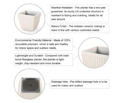 Glitzhome 16.25" Fluted Plastic Planters, 2-Pack 20 Glitzhome 16.25" Fluted Plastic Planters, 2-Pack -Chic Furniture Store 810565986 4