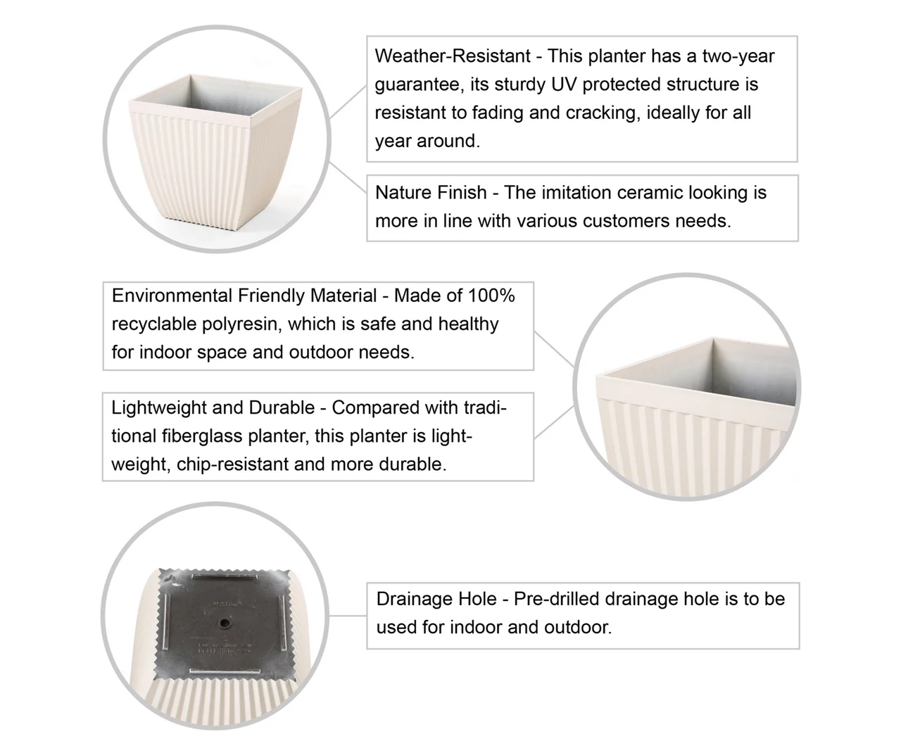 Glitzhome 16.25" Fluted Plastic Planters, 2-Pack 11 Glitzhome 16.25" Fluted Plastic Planters, 2-Pack - Image 9