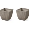 Glitzhome 16.25" Fluted Plastic Planters, 2-Pack -Chic Furniture Store 810565987 1