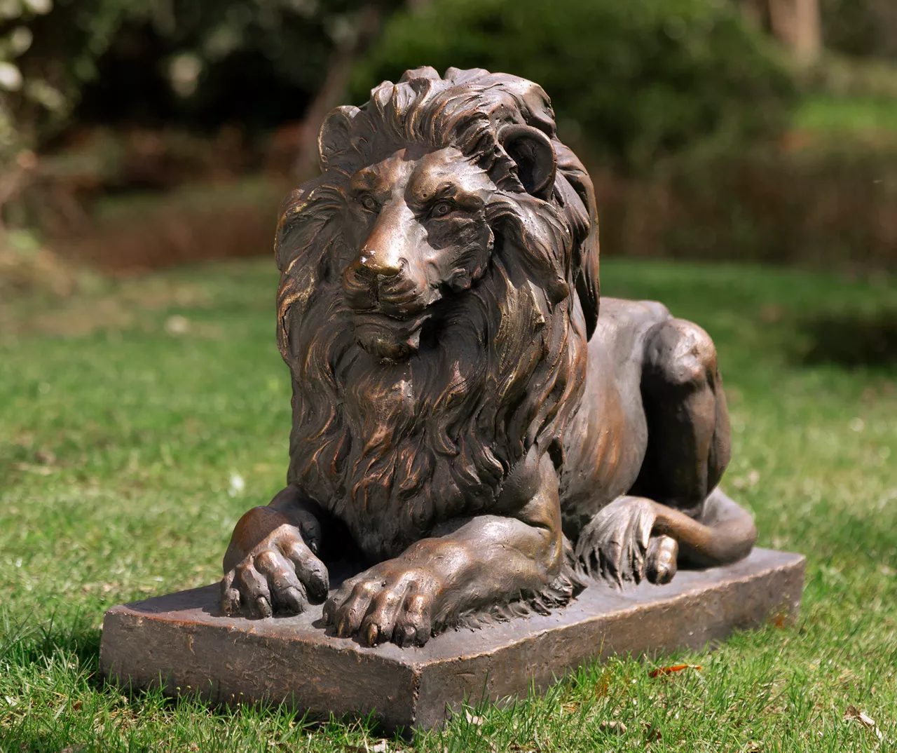 15.25" Guardian Lying Lion Garden Statuary 4 15.25" Guardian Lying Lion Garden Statuary - Image 2