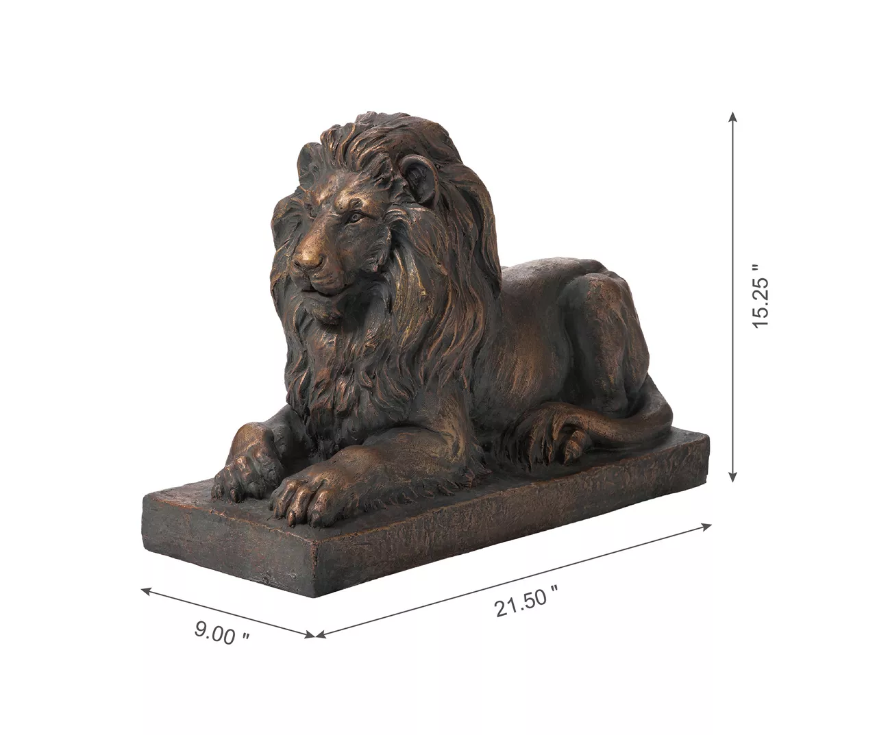 15.25" Guardian Lying Lion Garden Statuary 5 15.25" Guardian Lying Lion Garden Statuary - Image 3