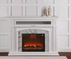 62" Grand White Faux Marble Electric Fireplace -Chic Furniture Store 810570728 3