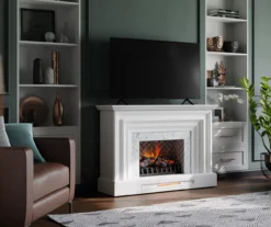 53.5" White Marble Petite Grand Electric Fireplace -Chic Furniture Store 810570829 4
