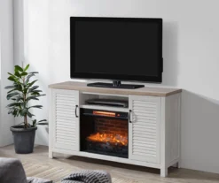 54" 2-Tone Shutter Door Electric Fireplace Console -Chic Furniture Store 810571321 A8 02