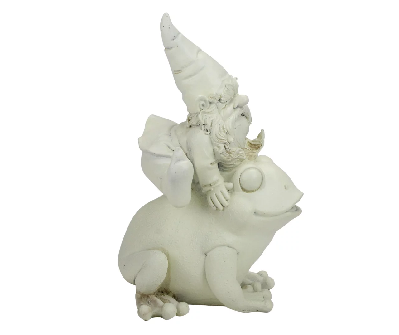 9.75" Leaping Gnome & Frog Garden Statue 4 9.75" Leaping Gnome & Frog Garden Statue - Image 2