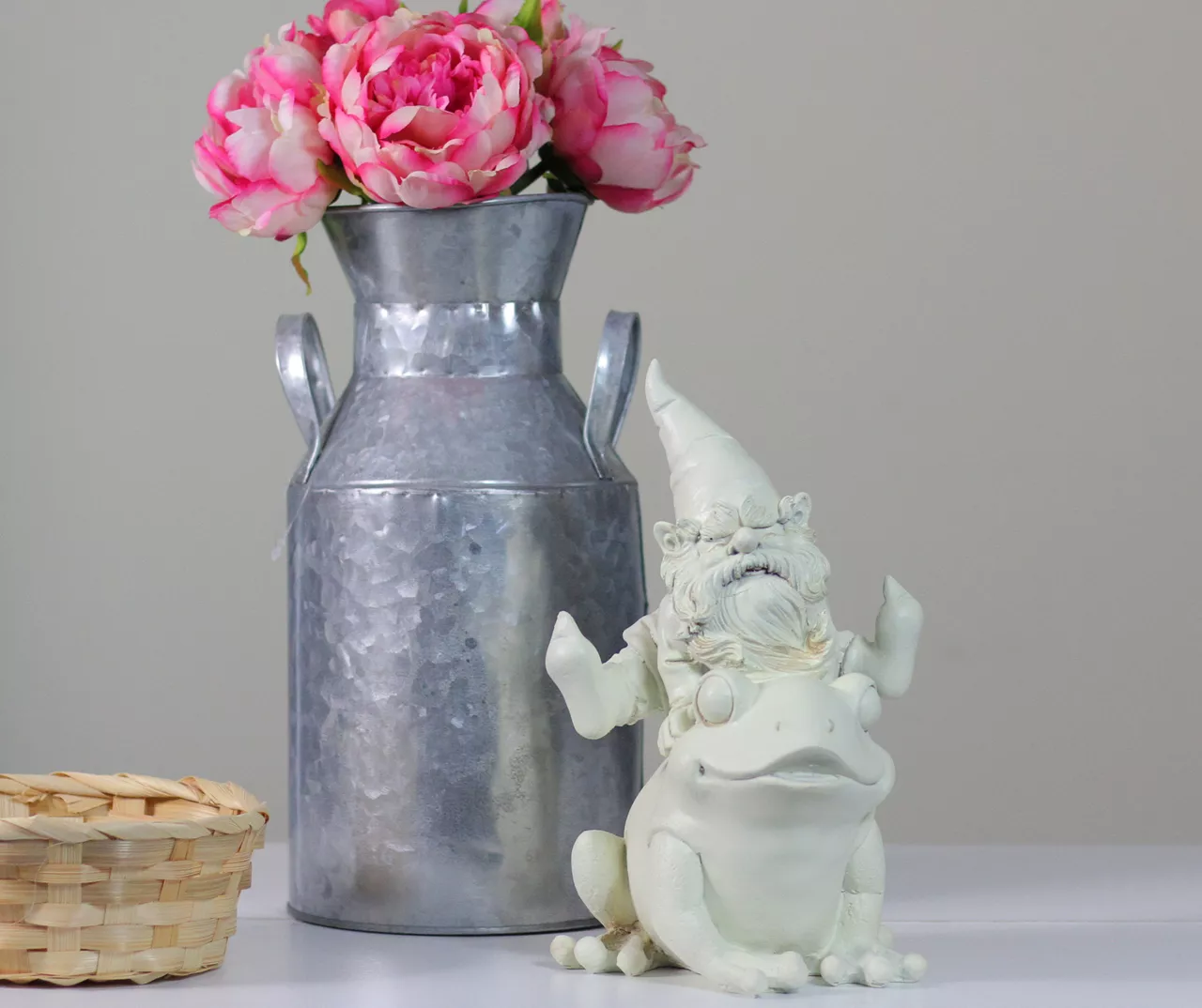 9.75" Leaping Gnome & Frog Garden Statue 5 9.75" Leaping Gnome & Frog Garden Statue - Image 3