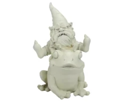 9.75" Leaping Gnome & Frog Garden Statue