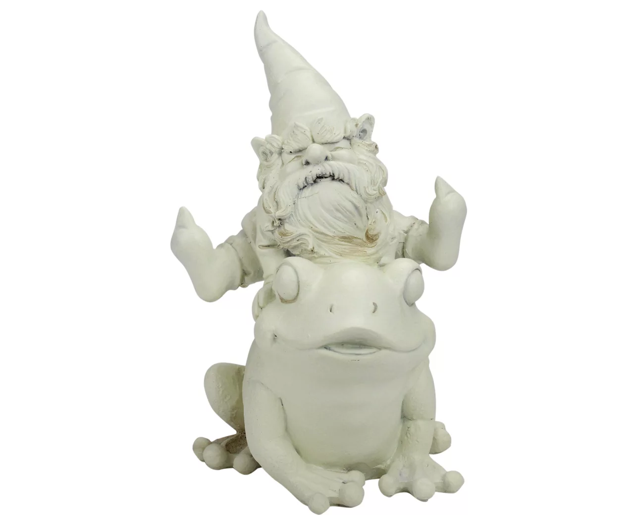 9.75" Leaping Gnome & Frog Garden Statue 3 9.75" Leaping Gnome & Frog Garden Statue