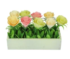 Northlight Pastel Springtime Flowers In White Box Planter