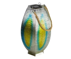 Northlight Silver Floral Cutout LED Hanging Solar Lantern -Chic Furniture Store 810576008 2