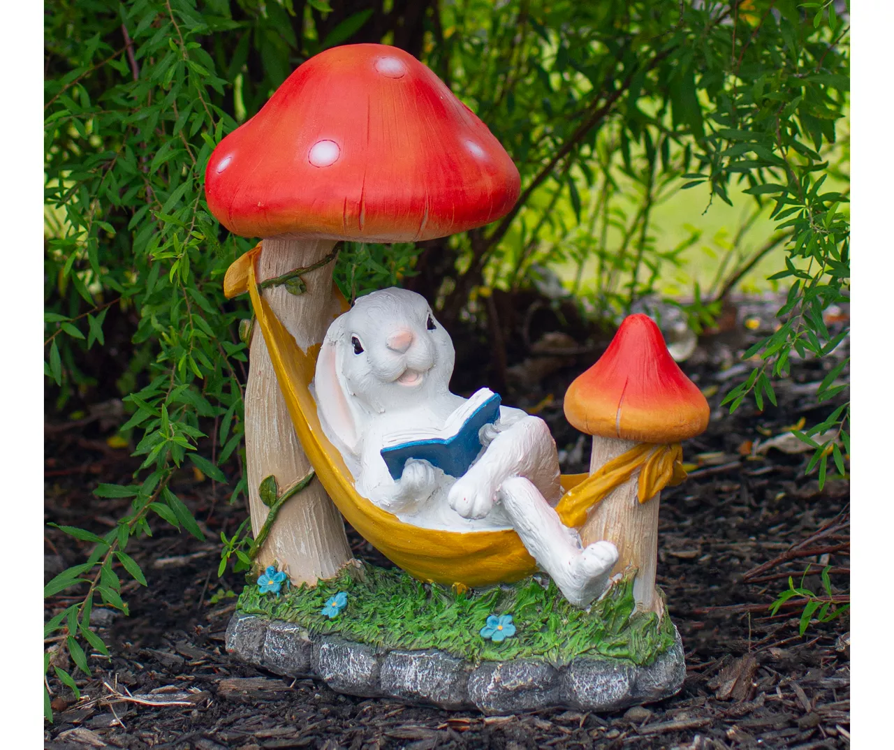 11.5" Rabbit In Hammock Garden Statuary 4 11.5" Rabbit In Hammock Garden Statuary - Image 2