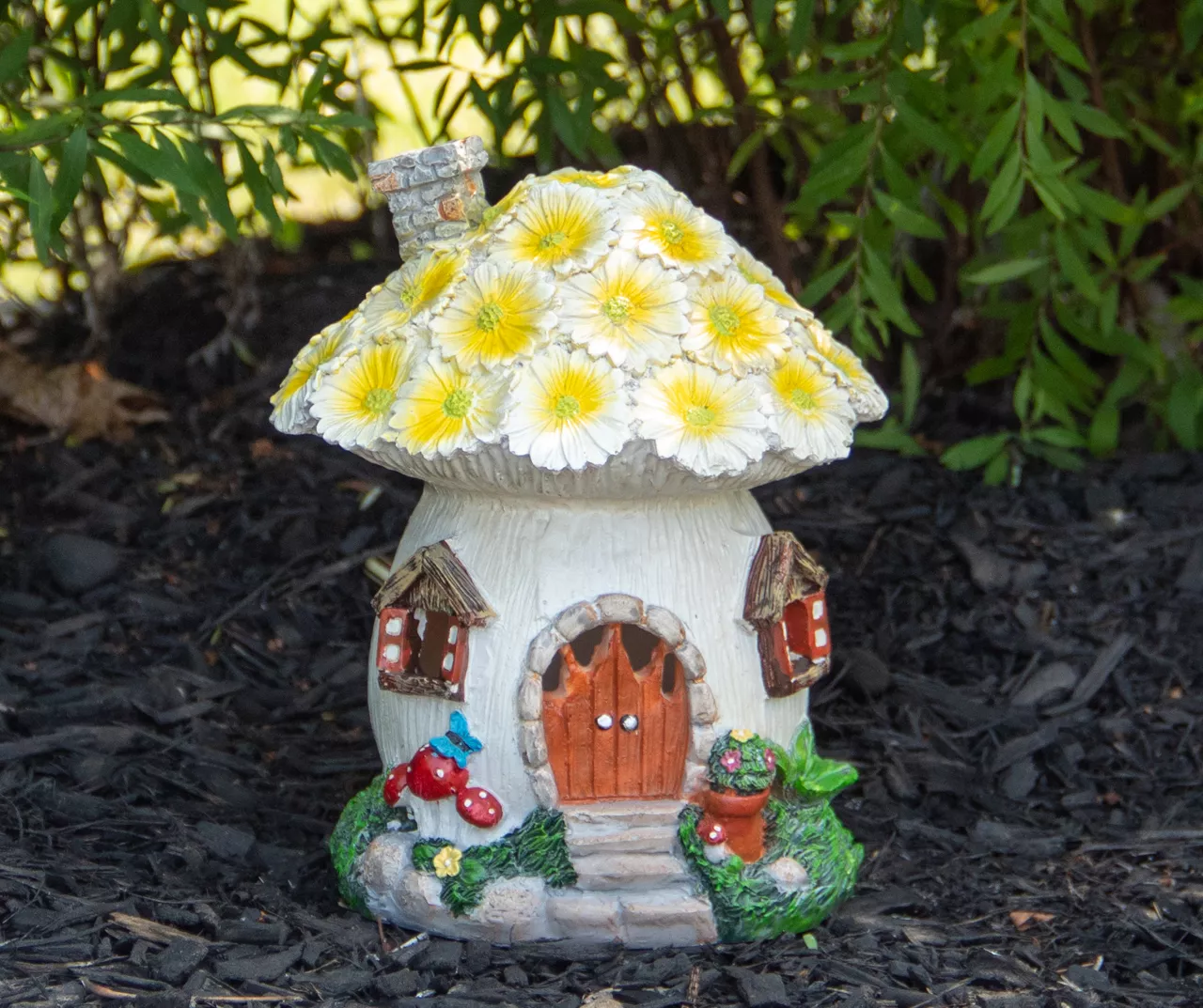 Northlight Yellow Floral House Solar Garden Statuary 4 Northlight Yellow Floral House Solar Garden Statuary - Image 2