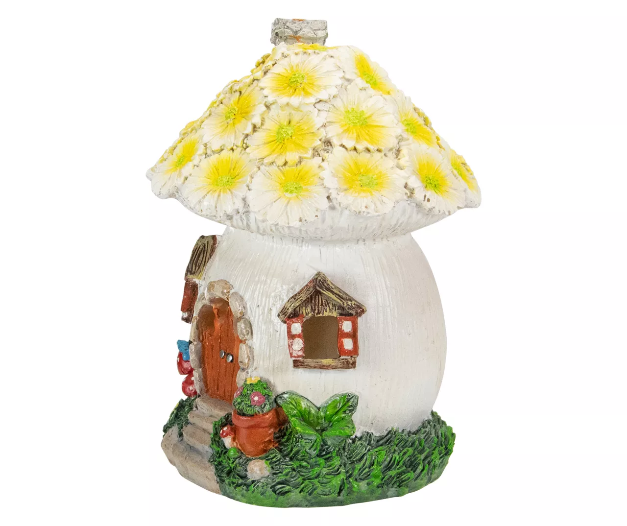 Northlight Yellow Floral House Solar Garden Statuary 5 Northlight Yellow Floral House Solar Garden Statuary - Image 3