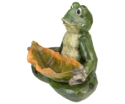 11.5" Sitting Frog & Leaf Birdfeeder Garden Statuary -Chic Furniture Store 810576189 3
