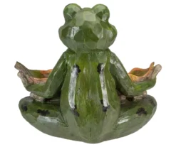 11.5" Sitting Frog & Leaf Birdfeeder Garden Statuary -Chic Furniture Store 810576189 4