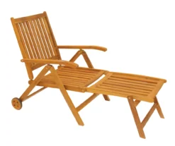Northlight Light Brown Acacia Wood Patio Chaise Lounge