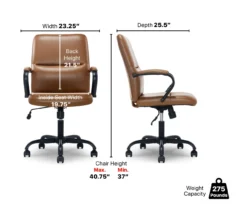 Camel Brown Vegan Leather Office Chair 25 Camel Brown Vegan Leather Office Chair -Chic Furniture Store 810583520 A6