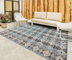 Karok Blue & Yellow Geometric Outdoor Area Rug, (6' X 9') 7 Karok Blue & Yellow Geometric Outdoor Area Rug, (6' X 9') -Chic Furniture Store 810586620 810586621 810586622 A7 1 1