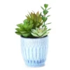 Artificial Succulent Arrangement In Blue Ceramic Pot