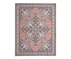 Braiden Orange & Navy Floral Medallion Outdoor Area Rug, (8' X 10')