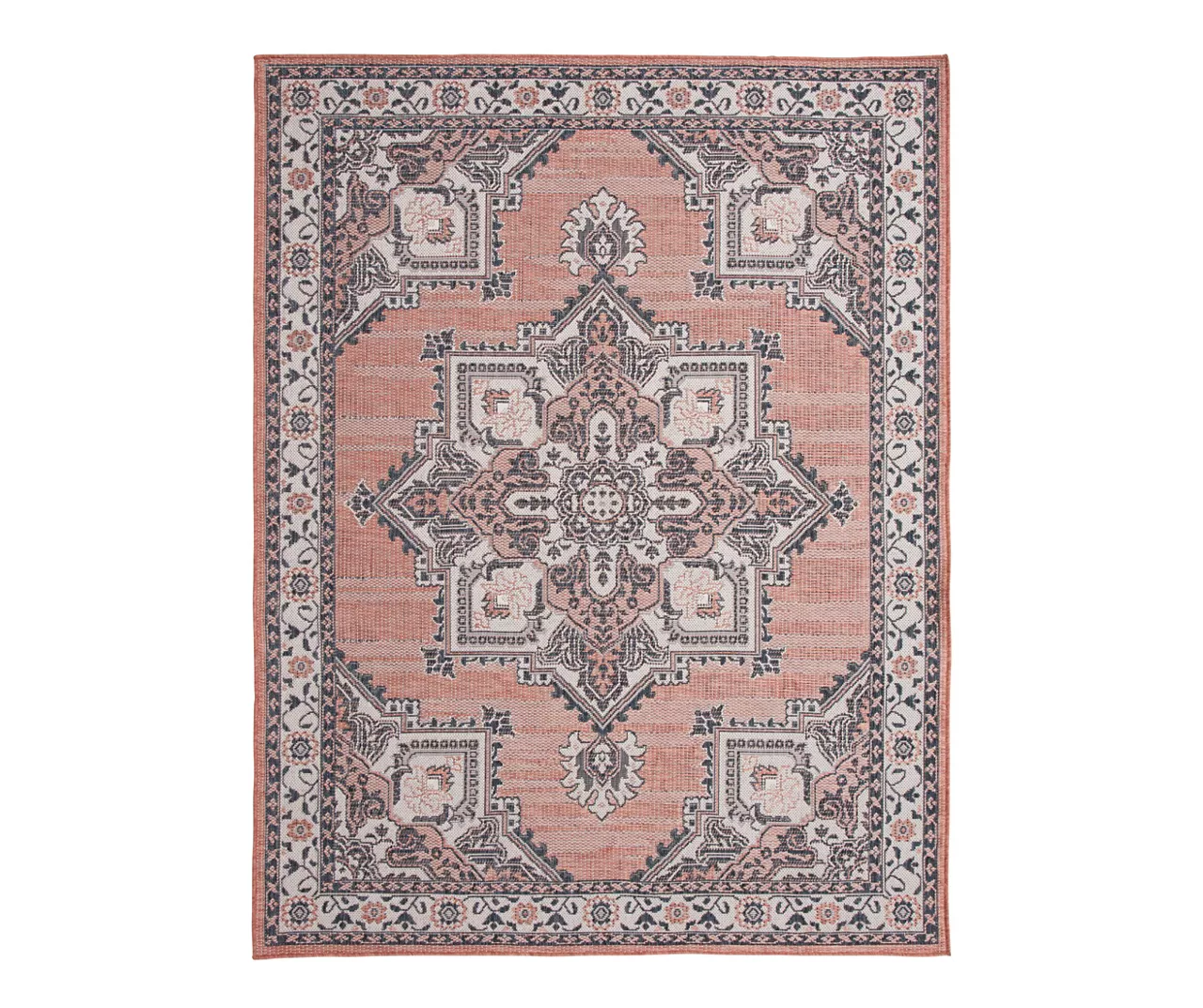 Braiden Orange & Navy Floral Medallion Outdoor Area Rug, (8' X 10') 3 Braiden Orange & Navy Floral Medallion Outdoor Area Rug, (8' X 10')