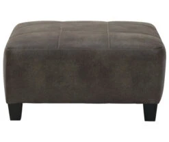 Navi Smoke Faux Leather Oversize Accent Ottoman -Chic Furniture Store 810587441 2