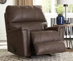 Navi Chestnut Faux Leather Rocker Recliner -Chic Furniture Store 810587485 71