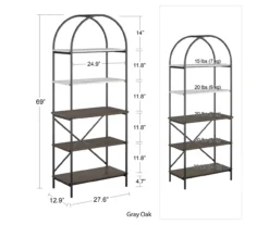 Vivinne Gray 5-Shelf Bookcase -Chic Furniture Store 810589034 1