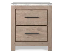 Senniberg Oak & Faux Calcutta 2-Drawer Nightstand