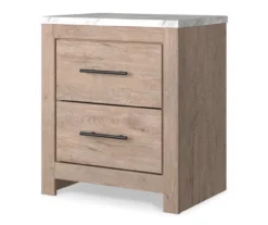 Senniberg Oak & Faux Calcutta 2-Drawer Nightstand -Chic Furniture Store 810589298 2