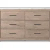 Senniberg Oak & Faux Calcutta 6-Drawer Dresser -Chic Furniture Store 810589299 1