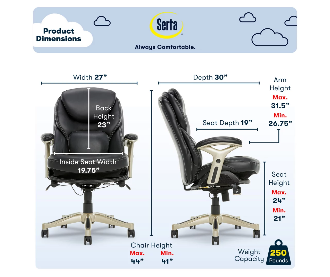 Claremont Black Bonded Leather Office Chair 7 Claremont Black Bonded Leather Office Chair - Image 5