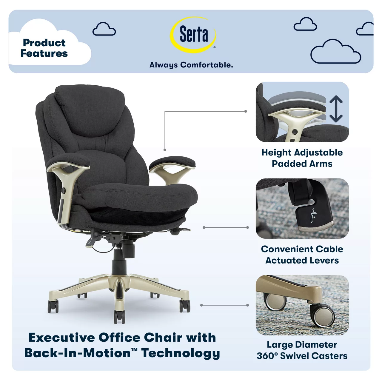 Claremont Dark Gray Fabric Office Chair 13 Claremont Dark Gray Fabric Office Chair - Image 11