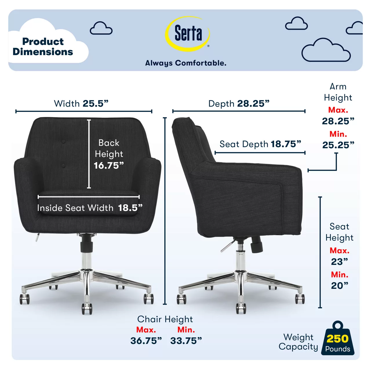 Serta Ashland Fabric Office Chair 12 Serta Ashland Fabric Office Chair - Image 10